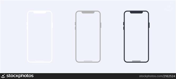 Phone mockup. Minimalist modern colored smartphones icon. Vector isolated illustration
