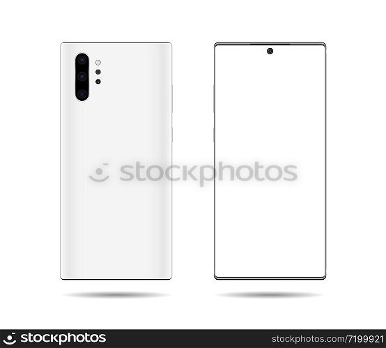 phone mockup with blank screen. Back and front view realistic