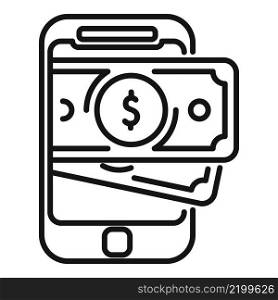 Phone money cash icon outline vector. Online buy. Store card. Phone money cash icon outline vector. Online buy