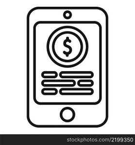 Phone money coin icon outline vector. Credit transfer. Finance payment. Phone money coin icon outline vector. Credit transfer