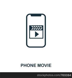 Phone Movie icon. Flat style icon design. UI. Illustration of phone movie icon. Pictogram isolated on white. Ready to use in web design, apps, software, print. Phone Movie icon. Flat style icon design. UI. Illustration of phone movie icon. Pictogram isolated on white. Ready to use in web design, apps, software, print.
