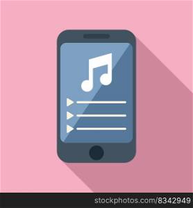 Phone music playlist icon flat vector. Mobile smartphone. Smart app. Phone music playlist icon flat vector. Mobile smartphone