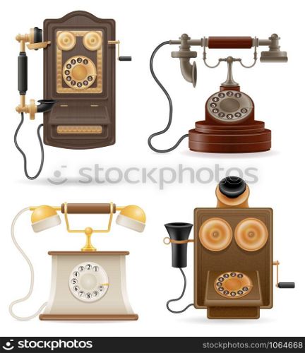 phone old retro set icons stock vector illustration isolated on white background