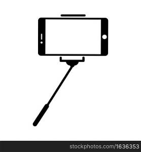 Phone on selfie stick. Device concept. Outline silhouette. Technology background. Vector illustration. Stock image. EPS 10.. Phone on selfie stick. Device concept. Outline silhouette. Technology background. Vector illustration. Stock image.
