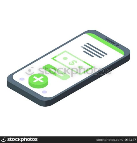 Phone online money support icon isometric vector. Investor help. Business capital. Phone online money support icon isometric vector. Investor help