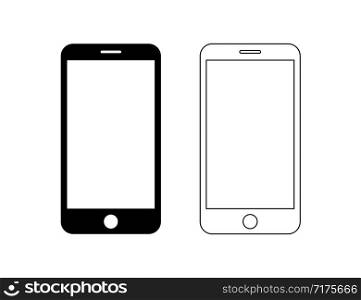 Phone or smartphone isolated vector icon in two liner icon templates. Vector mobile signs or icons isolated. EPS 10. Phone or smartphone isolated vector icon in two liner icon templates. Vector mobile signs or icons isolated.