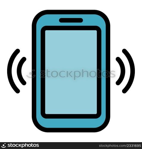 Phone payment icon. Outline phone payment vector icon color flat isolated. Phone payment icon color outline vector