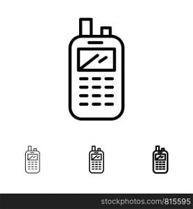 Phone, Radio, Receiver, Wireless Bold and thin black line icon set