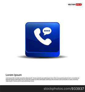 Phone receiver icon. - 3d Blue Button.