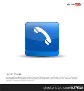 Phone receiver icon. - 3d Blue Button.