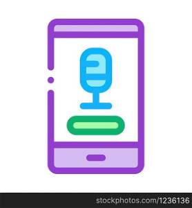 Phone Recording Icon Vector. Outline Phone Recording Sign. Isolated Contour Symbol Illustration. Phone Recording Icon Vector Outline Illustration