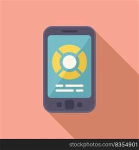 Phone remote control icon flat vector. Work server. Video security. Phone remote control icon flat vector. Work server