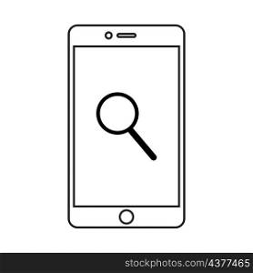 Phone screen with magnifying glass. Search process. Information concept. App element. Vector illustration. Stock image. EPS 10.. Phone screen with magnifying glass. Search process. Information concept. App element. Vector illustration. Stock image.