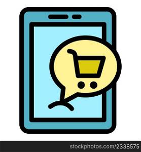 Phone shop advertise icon. Outline phone shop advertise vector icon color flat isolated. Phone shop advertise icon color outline vector