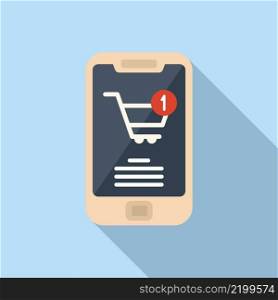 Phone shop cart icon flat vector. Sale store. Mobile money. Phone shop cart icon flat vector. Sale store