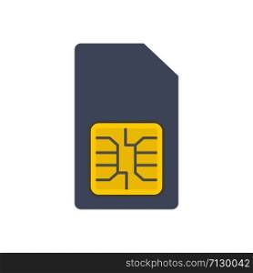 Phone sim card icon. Flat illustration of phone sim card vector icon for web design. Phone sim card icon, flat style