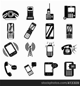 Phone simple icons set for web and mobile devices. Phone simple icons