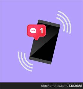 Phone, smartphone with message, email, chat, notification icon flat in modern colour design concept on isolated blue background. EPS 10 vector.. Phone, smartphone with message, email, chat, notification icon flat in modern colour design concept on isolated blue background. EPS 10 vector