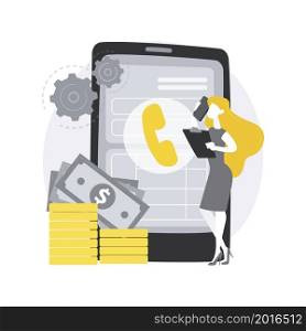 Phone tax filing abstract concept vector illustration. File your return, automated cell phone service, fixed income, income statement, gather paperwork, financial audit abstract metaphor.. Phone tax filing abstract concept vector illustration.