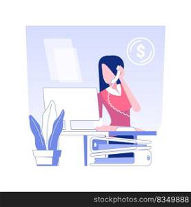 Phone tax filing isolated concept vector illustration. Professional accountant manager filling taxes by phone, corporate business, financial report, banking data, money revenue vector concept.. Phone tax filing isolated concept vector illustration.