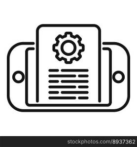 Phone technical document icon outline vector. Paper manual. Report project. Phone technical document icon outline vector. Paper manual