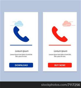Phone, Telephone, Call Blue and Red Download and Buy Now web Widget Card Template