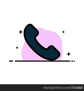 Phone, Telephone, Call Business Flat Line Filled Icon Vector Banner Template