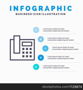 Phone, Telephone, Call Line icon with 5 steps presentation infographics Background