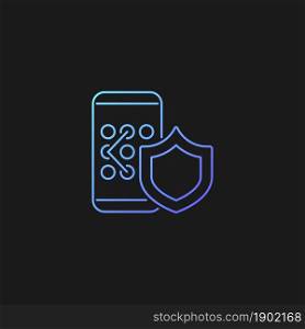 Phone unlock gradient vector icon for dark theme. Smartphone safety. Mobile privacy. Password management for devices. Thin line color symbol. Modern style pictogram. Vector isolated outline drawing. Phone unlock gradient vector icon for dark theme