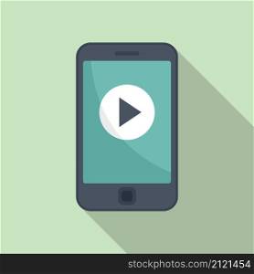 Phone video edit icon flat vector. Mobile smartphone. Motion content. Phone video edit icon flat vector. Mobile smartphone