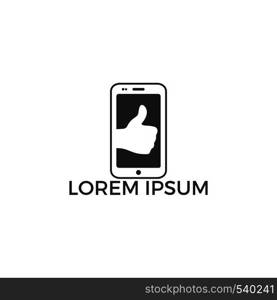 Phone with symbol thumb up vector design. Best app or gadget logo design concept.