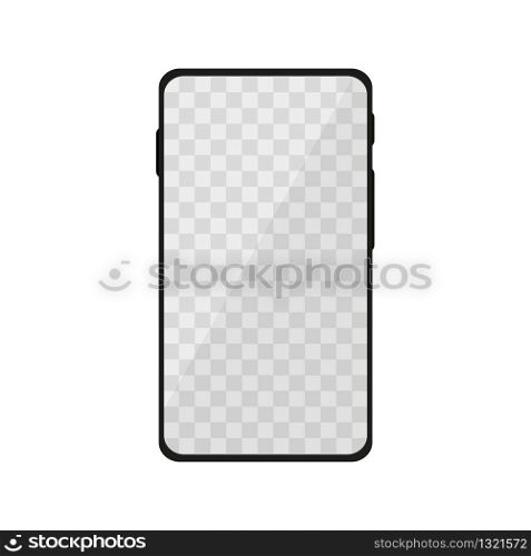 Phone with transparent screen. Flat mockup vector illustration. Isolated illustration white background. Phone with transparent screen. Flat mockup vector illustration. Isolated illustration