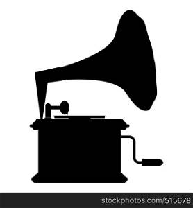 Phonograph Gramophone vintage Turntable for vinyl records icon black color vector illustration flat style simple image