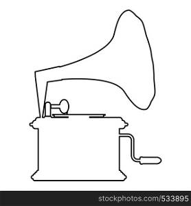 Phonograph Gramophone vintage Turntable for vinyl records icon outline black color vector illustration flat style simple image