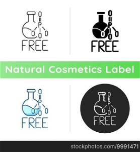 Phosphate free icon. Natural cosmetics. Ability to create safe alternatives. Cosmetics without harmful chemical additives. Linear black and RGB color styles. Isolated vector illustrations. Phosphate free icon
