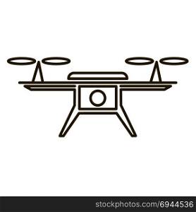 Photo and Video Air Drone Icon Isolated on White Background. Modern Quadrocopter with Digital Camera Silhouette. High Technology Innovation Copter Concept with Remote Control. Photo and Video Air Drone Icon