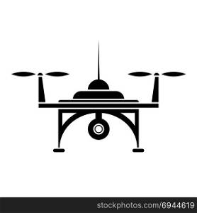 Photo and Video Air Drone Icon Isolated on White Background. Modern Quadrocopter with Digital Camera Silhouette. High Technology Innovation Copter Concept with Remote Control. Air Drone Icon