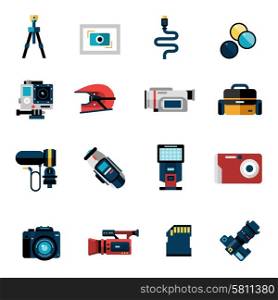 Photo and video camera technique icons set isolated vector illustration. Camera Icons Set