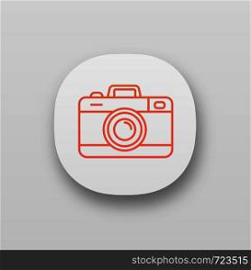 Photo camera app icon. Photography. Taking pictures. UI/UX user interface. Web or mobile application. Vector isolated illustration. Photo camera app icon