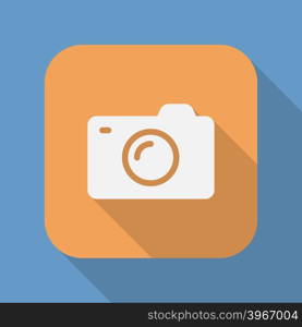 Photo camera flat icon. Symbol or sign of camera