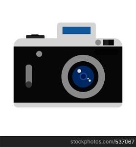 Photo camera front view photography sign. Flat vector device icon