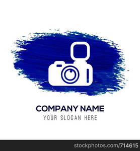 Photo camera icon - Blue watercolor background