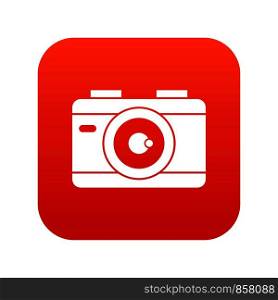 Photo camera icon digital red for any design isolated on white vector illustration. Photo camera icon digital red