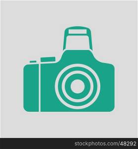 Photo camera icon. Gray background with green. Vector illustration.