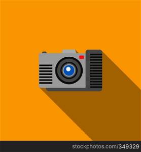 Photo camera icon in flat style on a yellow background. Photo camera icon in flat style