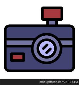 Photo camera icon. Outline photo camera vector icon color flat isolated. Photo camera icon color outline vector