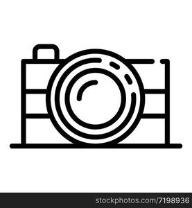 Photo camera icon. Outline photo camera vector icon for web design isolated on white background. Photo camera icon, outline style