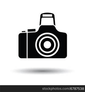 Photo camera icon. White background with shadow design. Vector illustration.