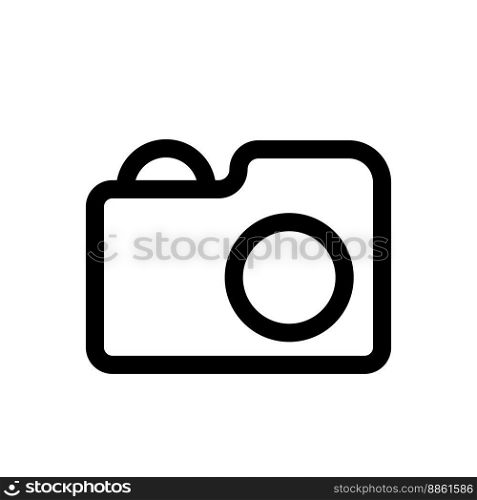 Photo camera line icon isolated on white background. Black flat thin icon on modern outline style. Linear symbol and editable stroke. Simple and pixel perfect stroke vector illustration.