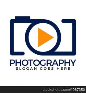 Photo camera logo icon template. Photographer logo and Objective lens symbol.